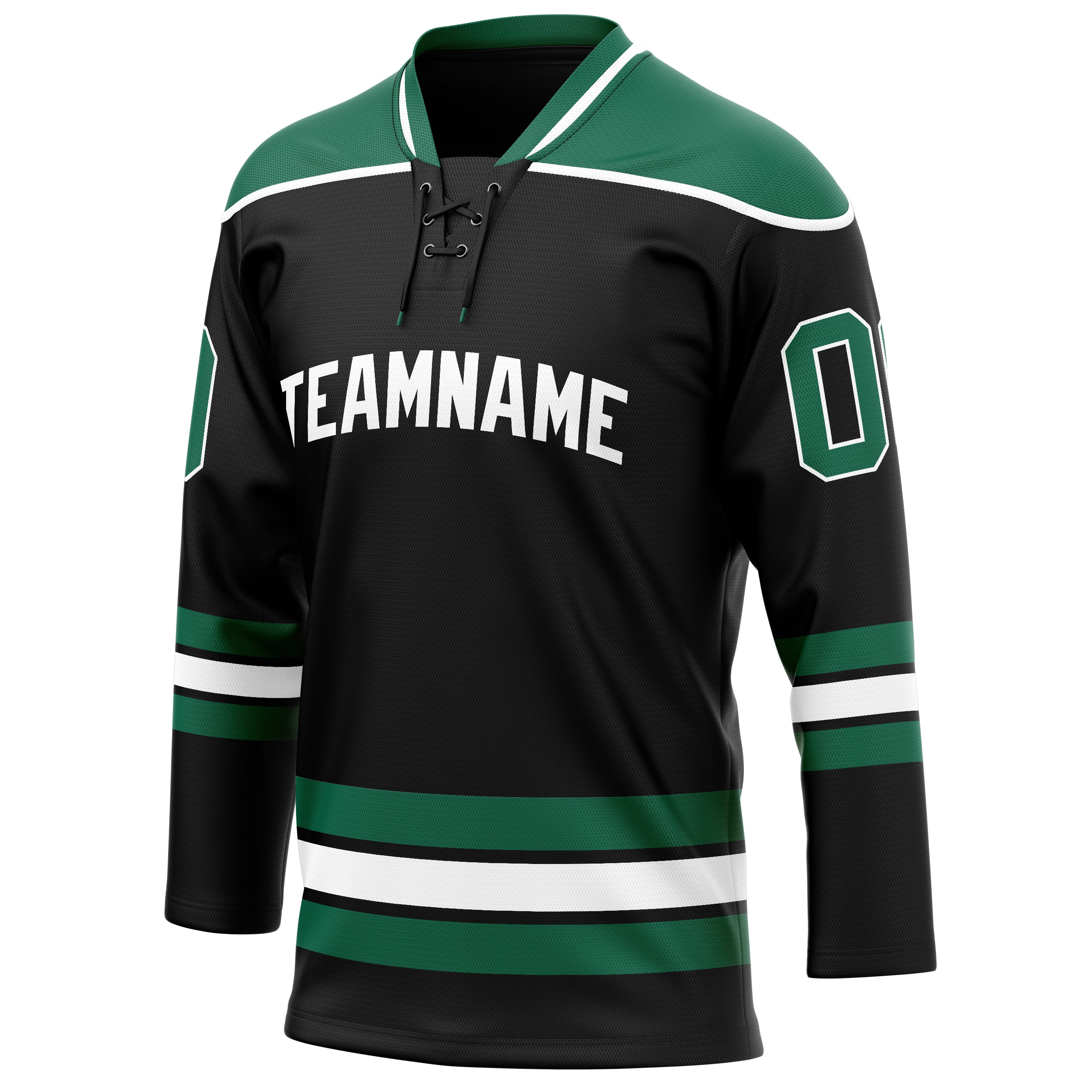 Personalized Black & Kelly Green Solid Colour Hockey Jersey