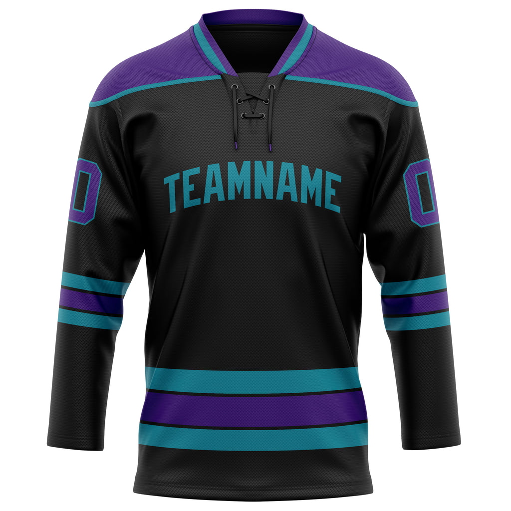 Personalized Black & Purple Solid Colour Hockey Jersey