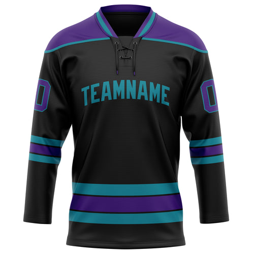 Personalized Black & Purple Solid Colour Hockey Jersey