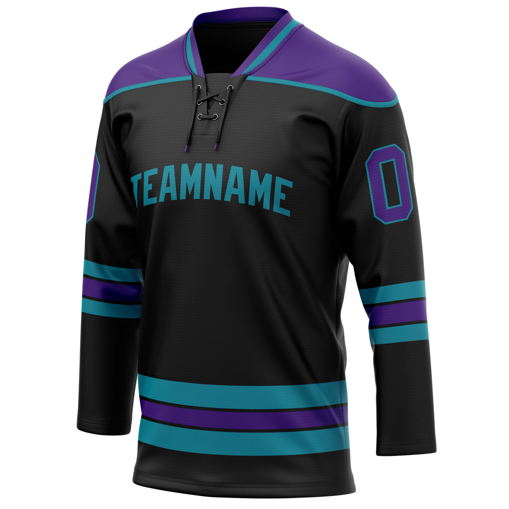 Personalized Black & Purple Solid Colour Hockey Jersey