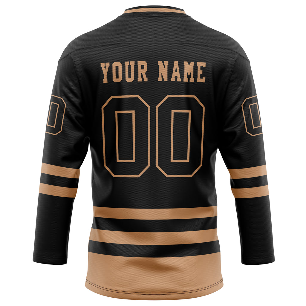 Personalized Black & Old Gold Solid Colour Hockey Jersey