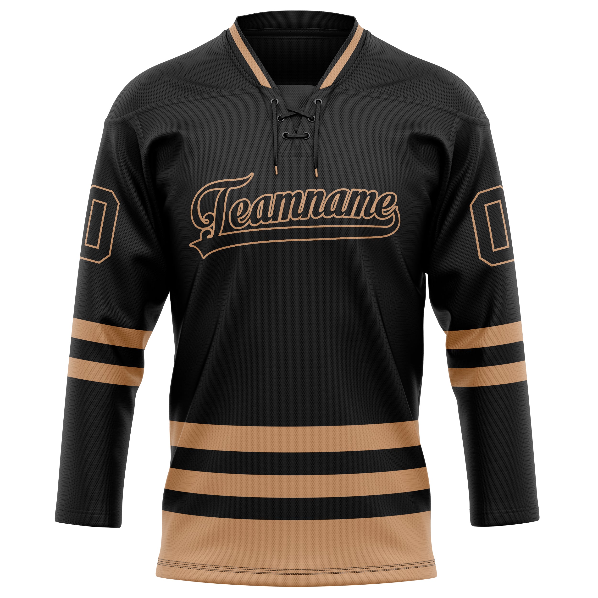 Personalized Black & Old Gold Solid Colour Hockey Jersey
