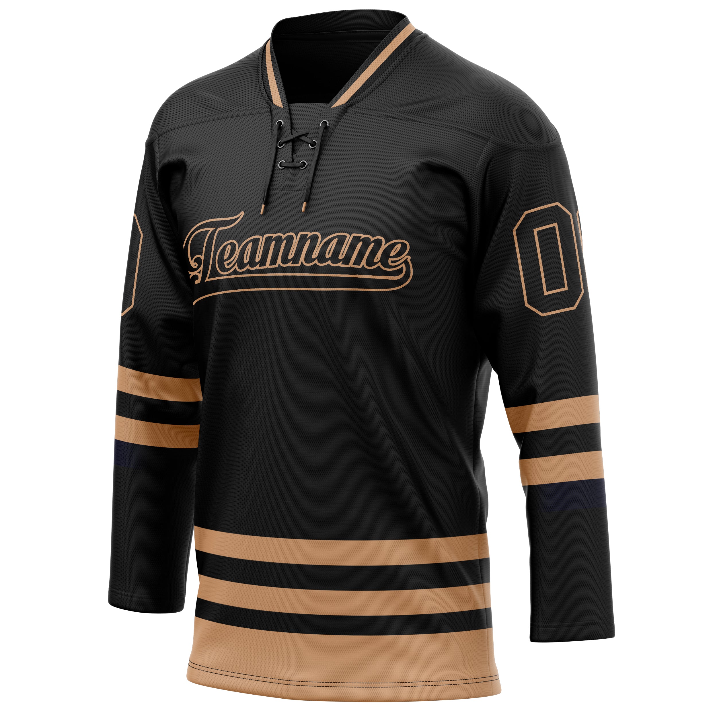 Personalized Black & Old Gold Solid Colour Hockey Jersey
