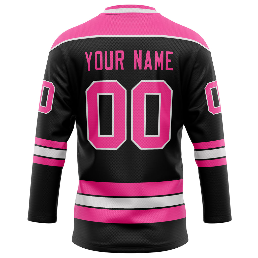 Personalized Black & Pink Solid Colour Hockey Jersey