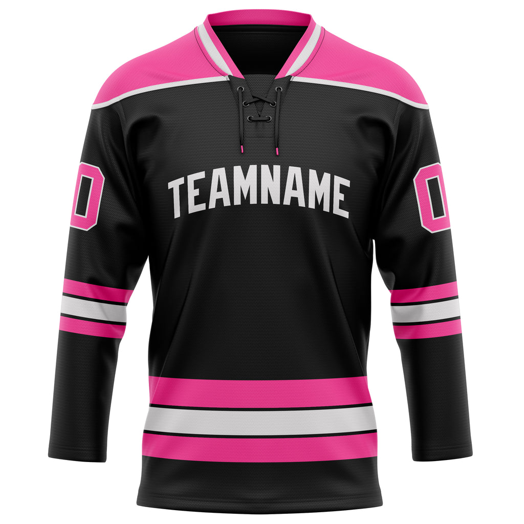 Personalized Black & Pink Solid Colour Hockey Jersey
