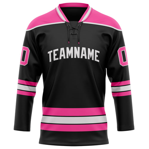 Personalized Black & Pink Solid Colour Hockey Jersey