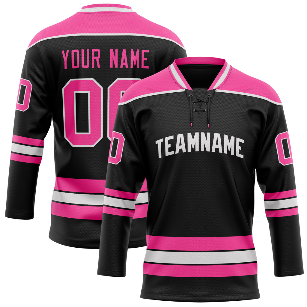 Personalized Black & Pink Solid Colour Hockey Jersey