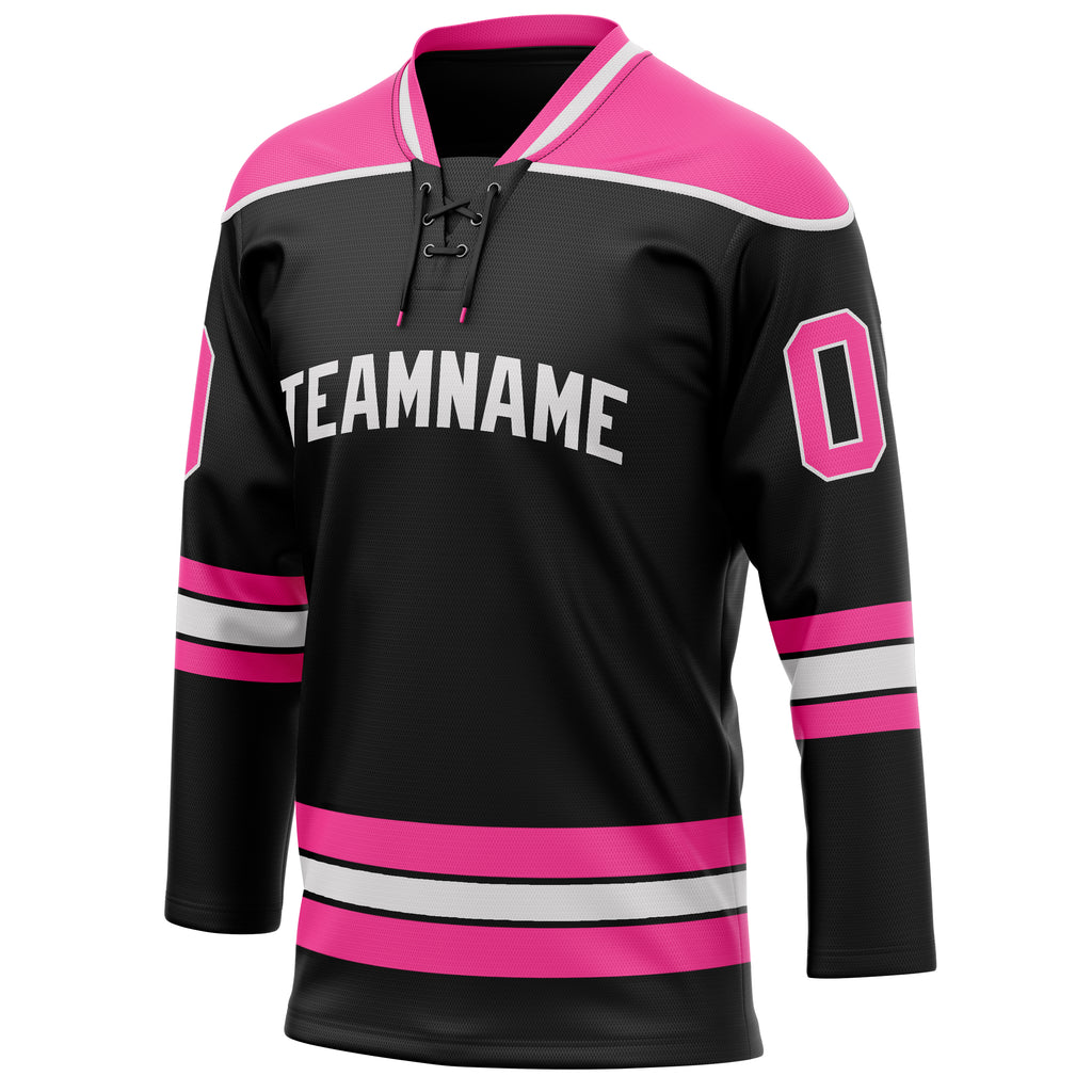 Personalized Black & Pink Solid Colour Hockey Jersey