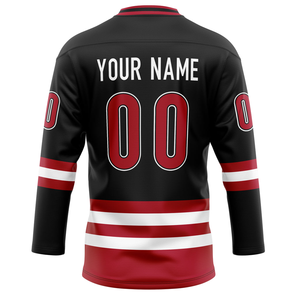 Personalized Black & Red Solid Colour Hockey Jersey