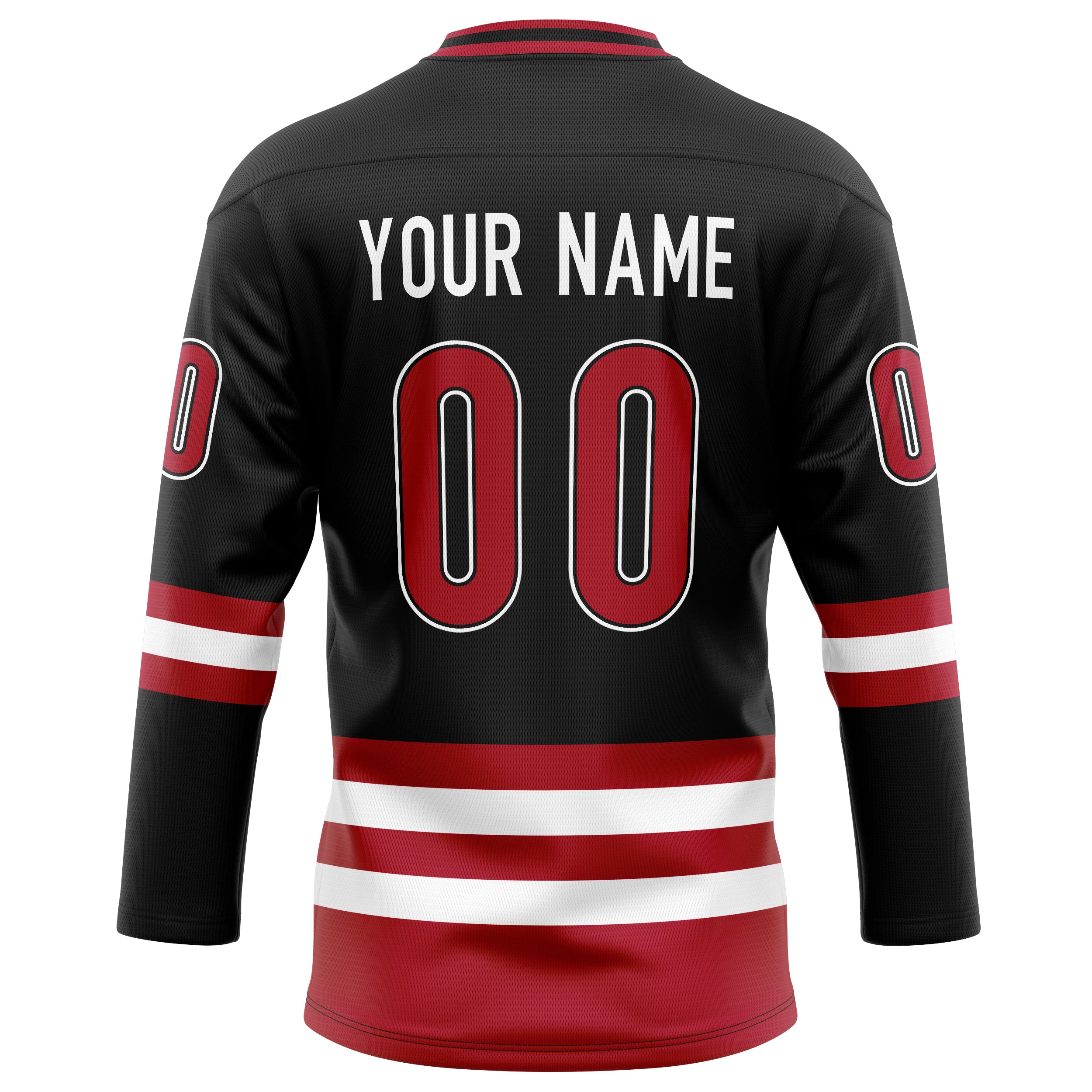 Personalized Black & Red Solid Colour Hockey Jersey