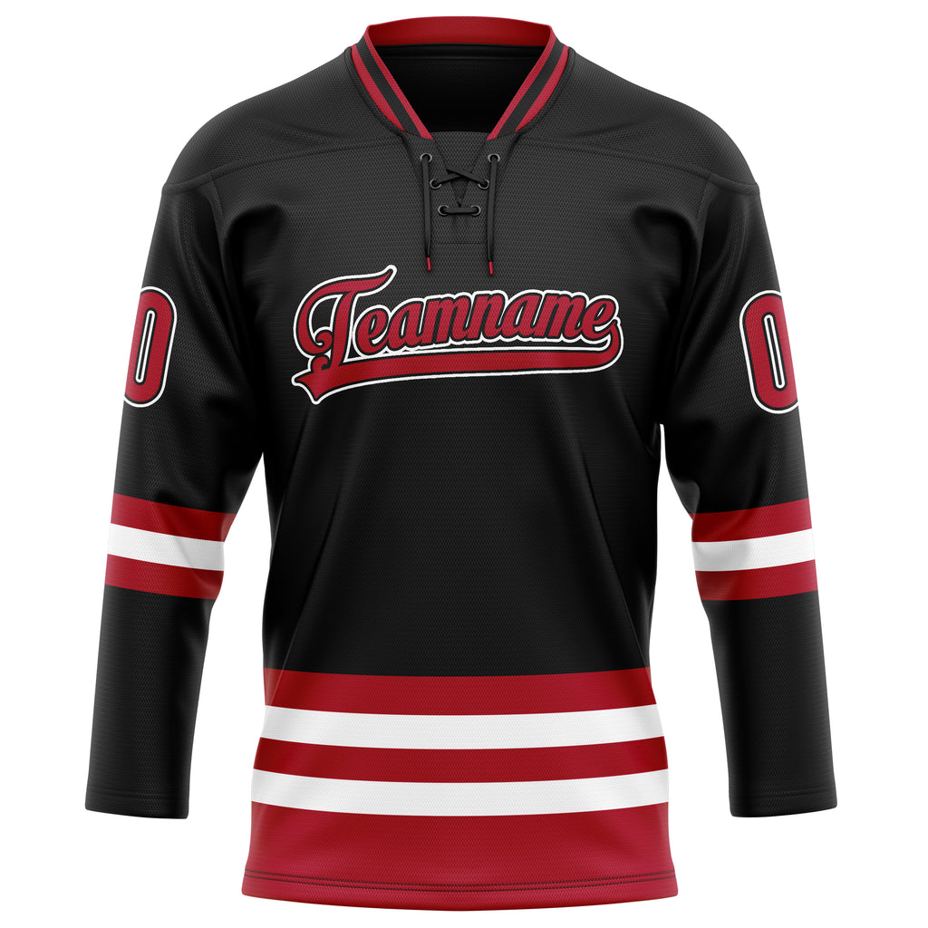 Personalized Black & Red Solid Colour Hockey Jersey