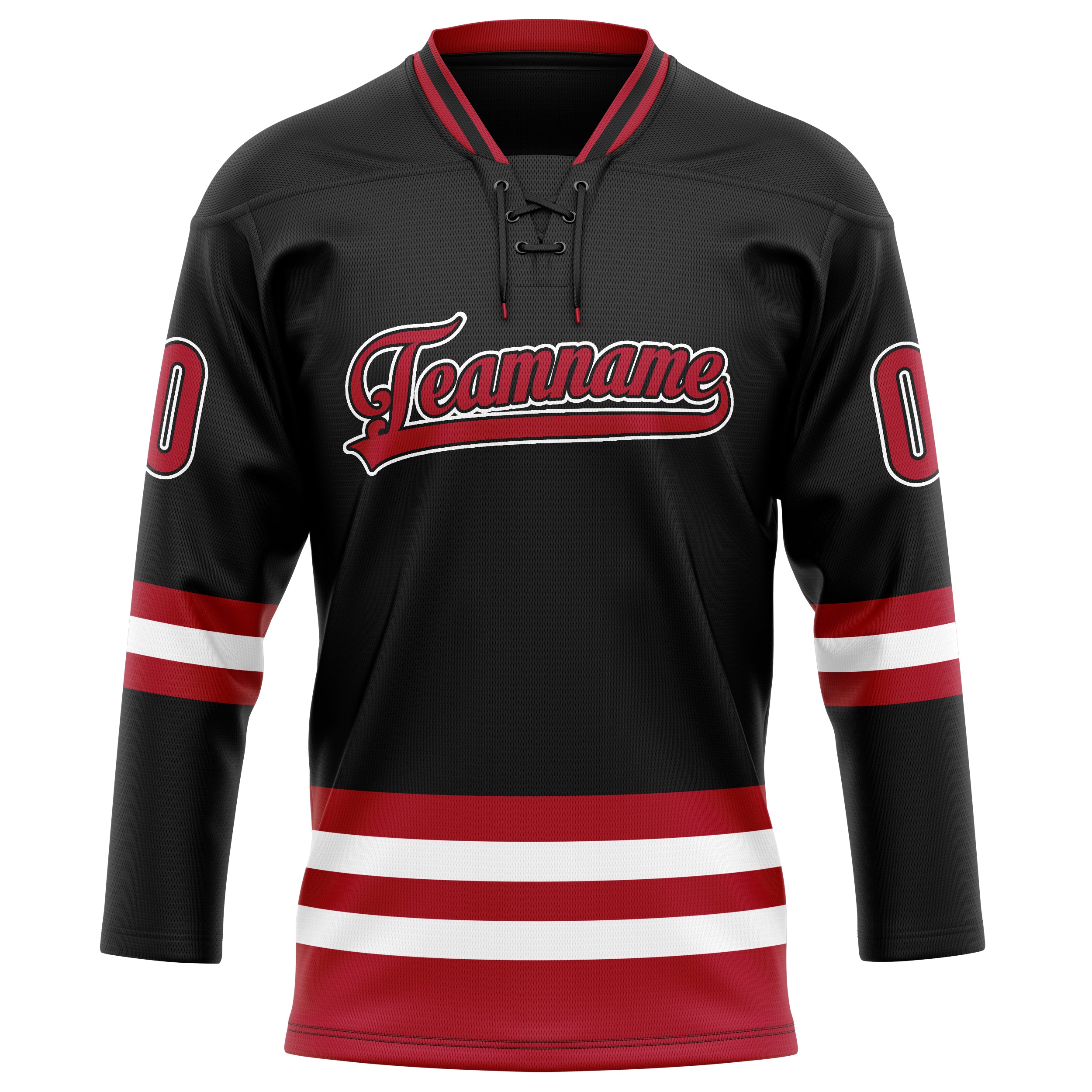 Personalized Black & Red Solid Colour Hockey Jersey