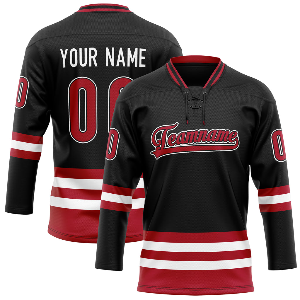 Personalized Black & Red Solid Colour Hockey Jersey