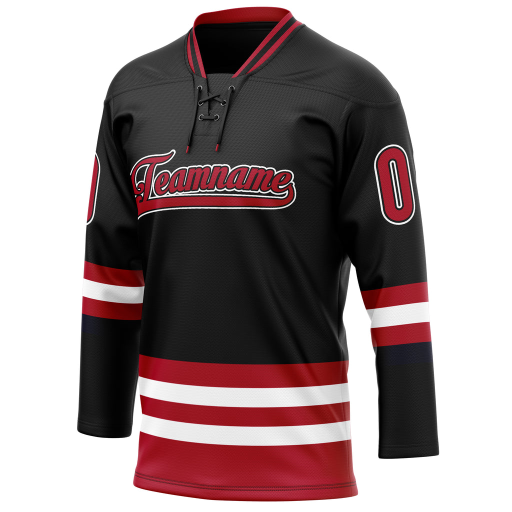 Personalized Black & Red Solid Colour Hockey Jersey