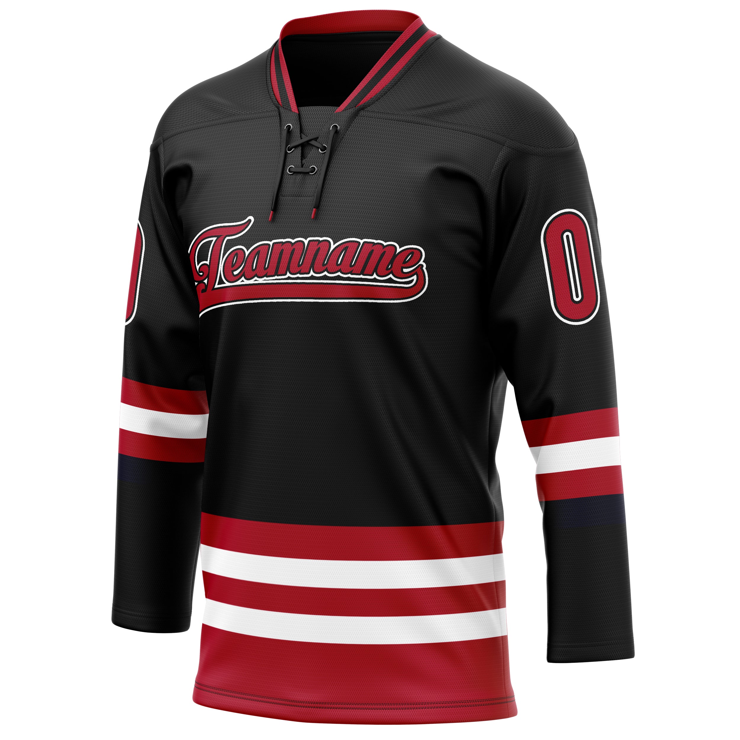 Personalized Black & Red Solid Colour Hockey Jersey