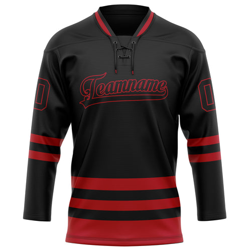Personalized Black & Crimson Solid Colour Hockey Jersey