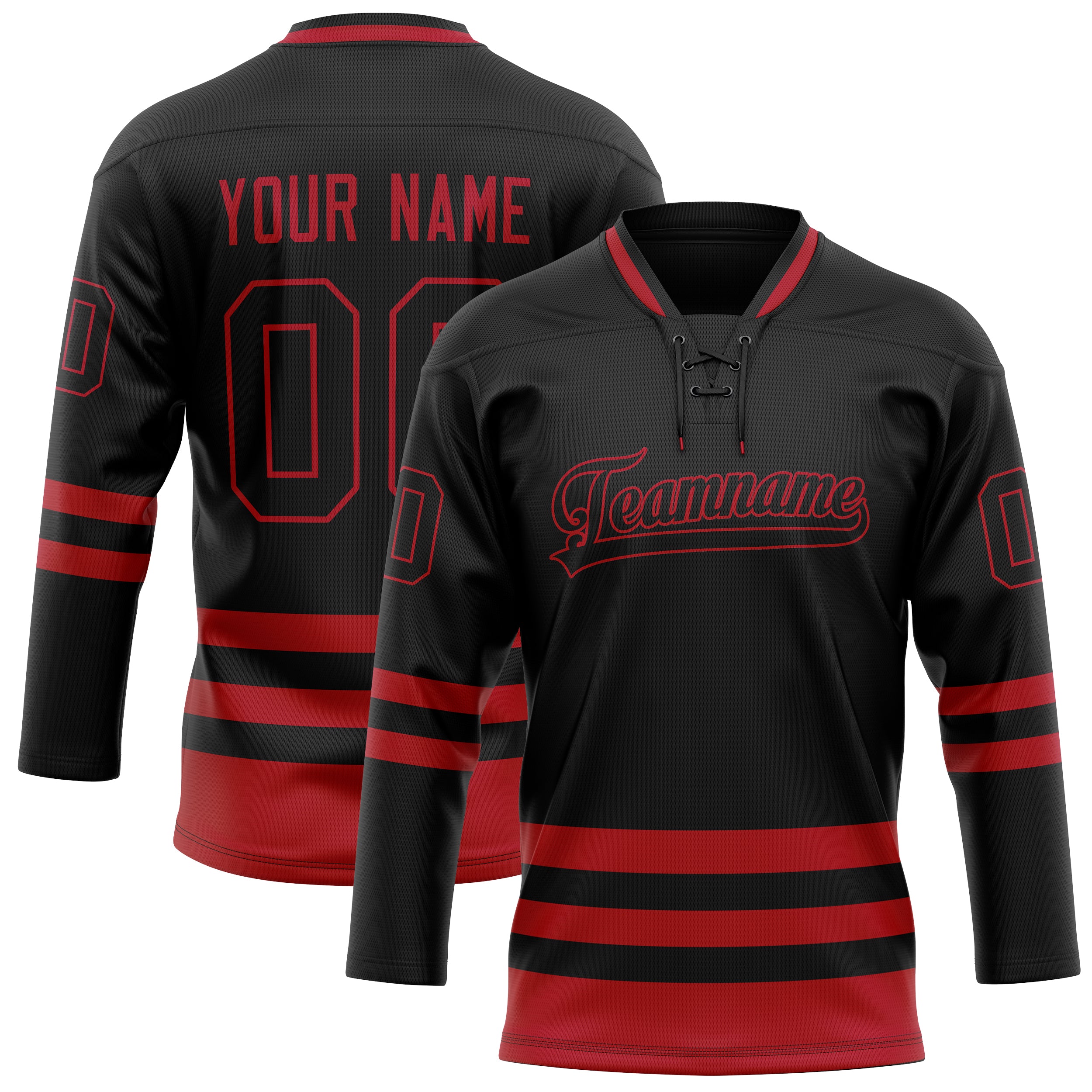 Personalized Black & Crimson Solid Colour Hockey Jersey