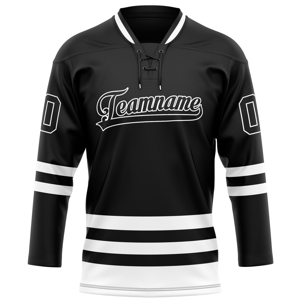 Personalized Black & White Solid Colour Hockey Jersey