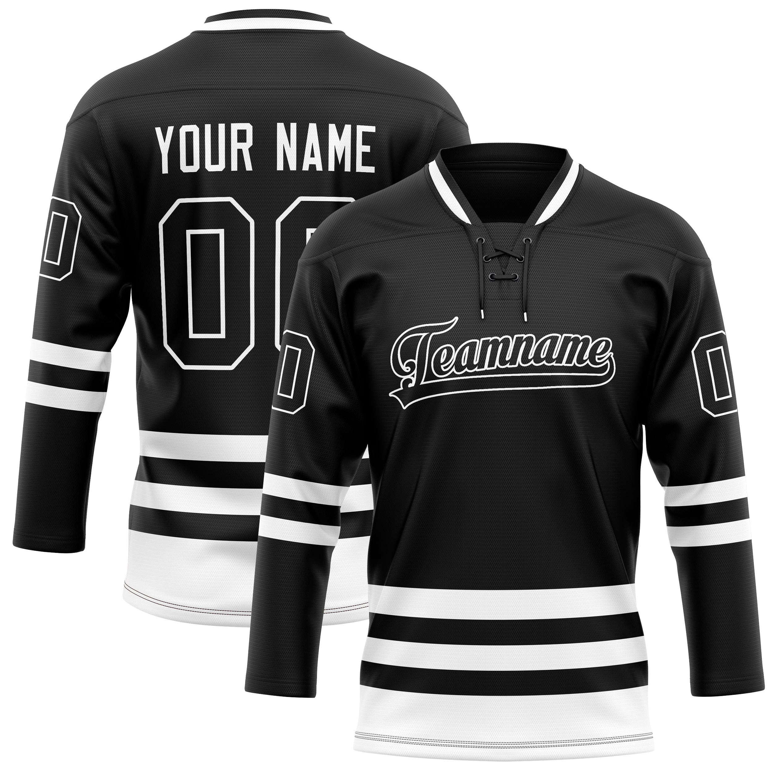 Personalized Black & White Solid Colour Hockey Jersey