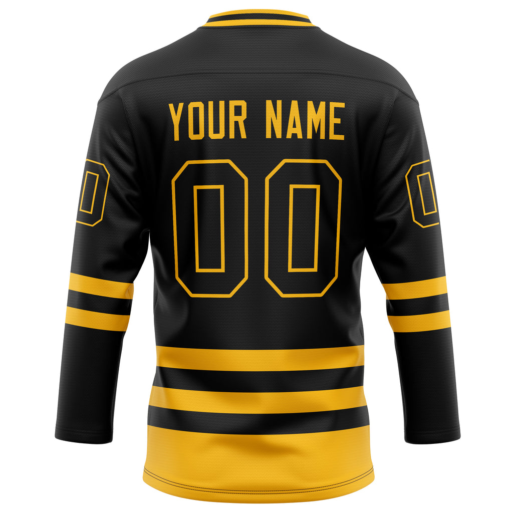 Personalized Black & Gold Solid Colour Hockey Jersey