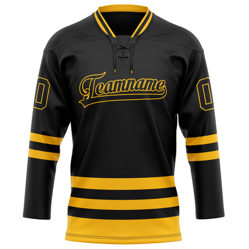 Personalized Black & Gold Solid Colour Hockey Jersey