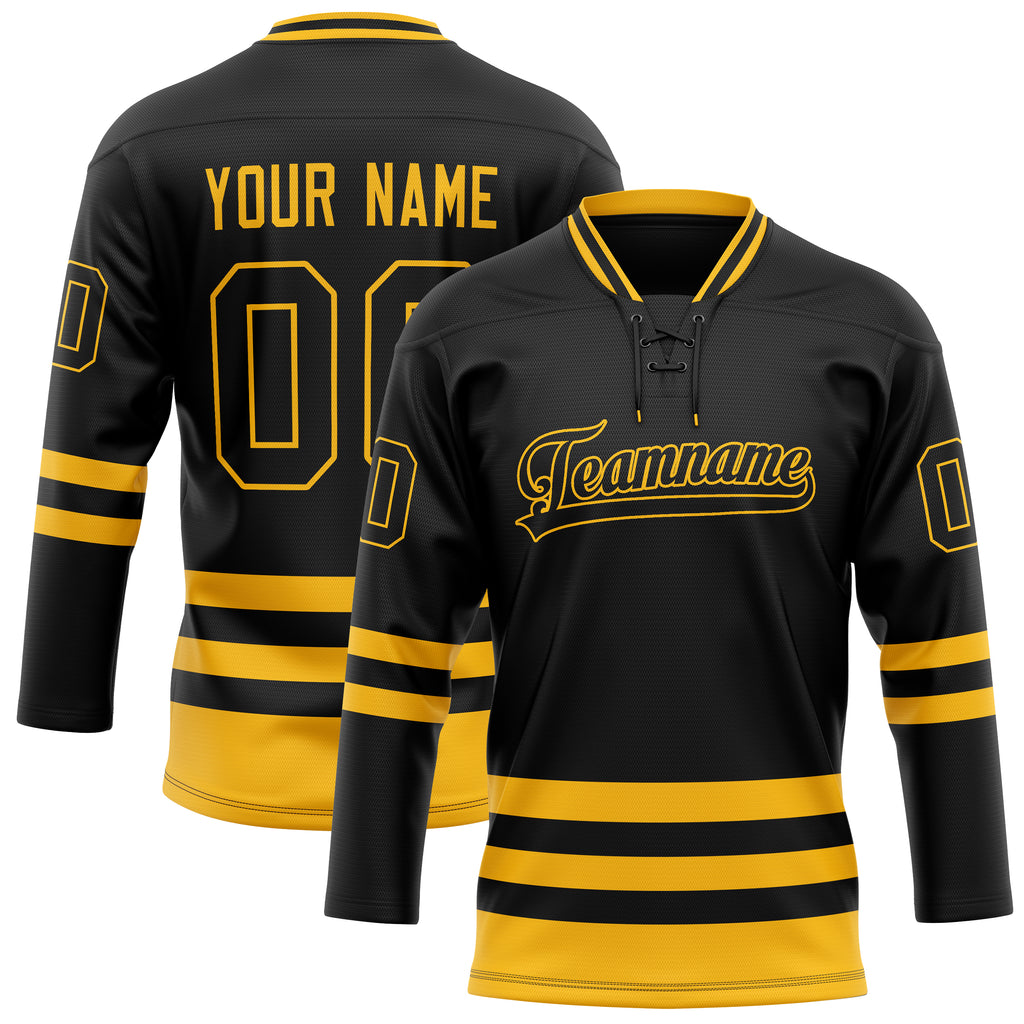 Personalized Black & Gold Solid Colour Hockey Jersey