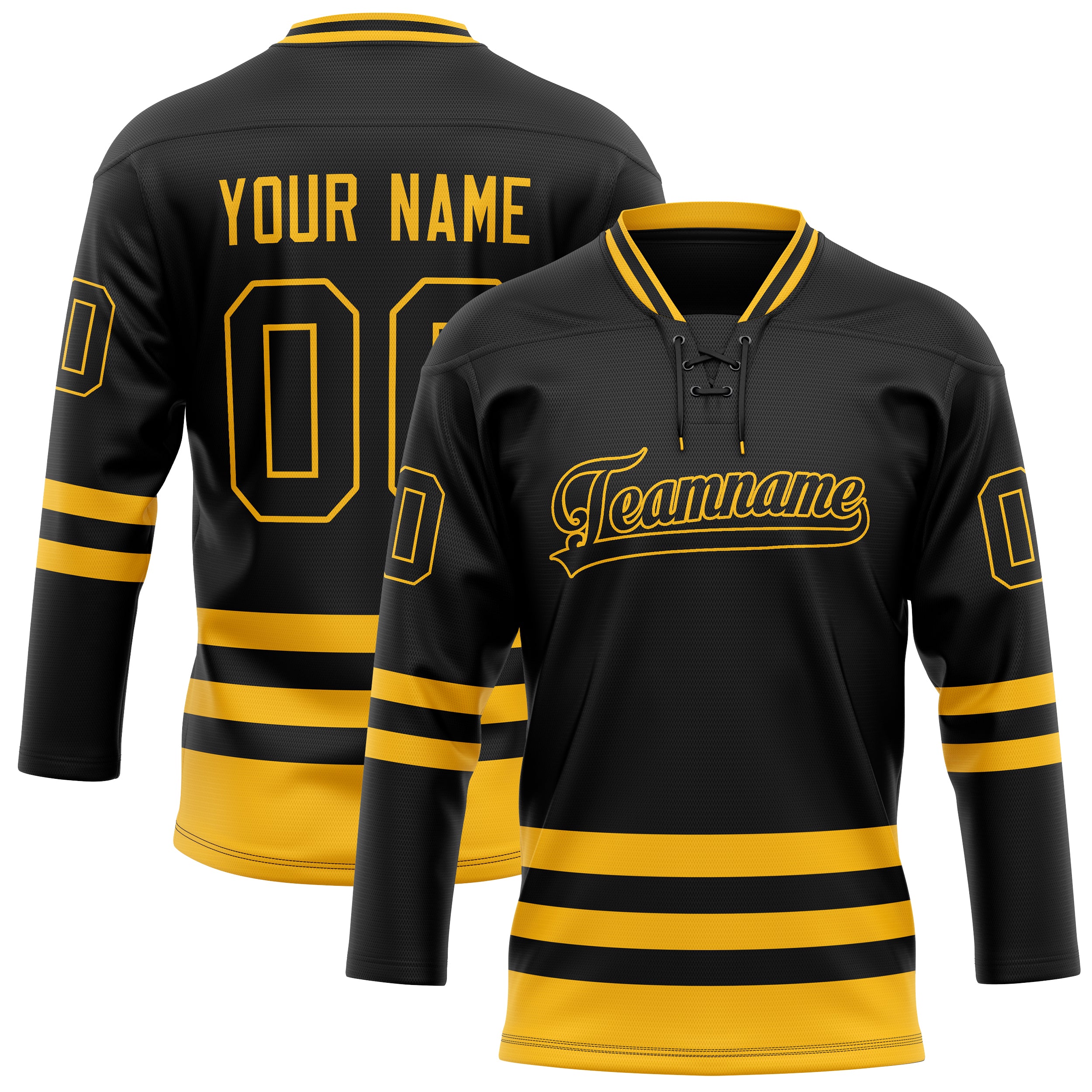 Personalized Black & Gold Solid Colour Hockey Jersey