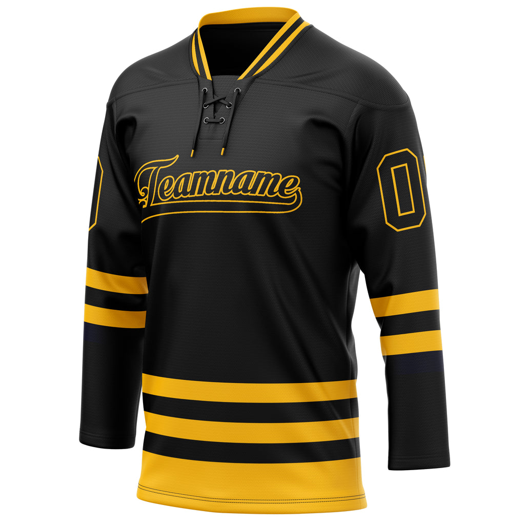 Personalized Black & Gold Solid Colour Hockey Jersey