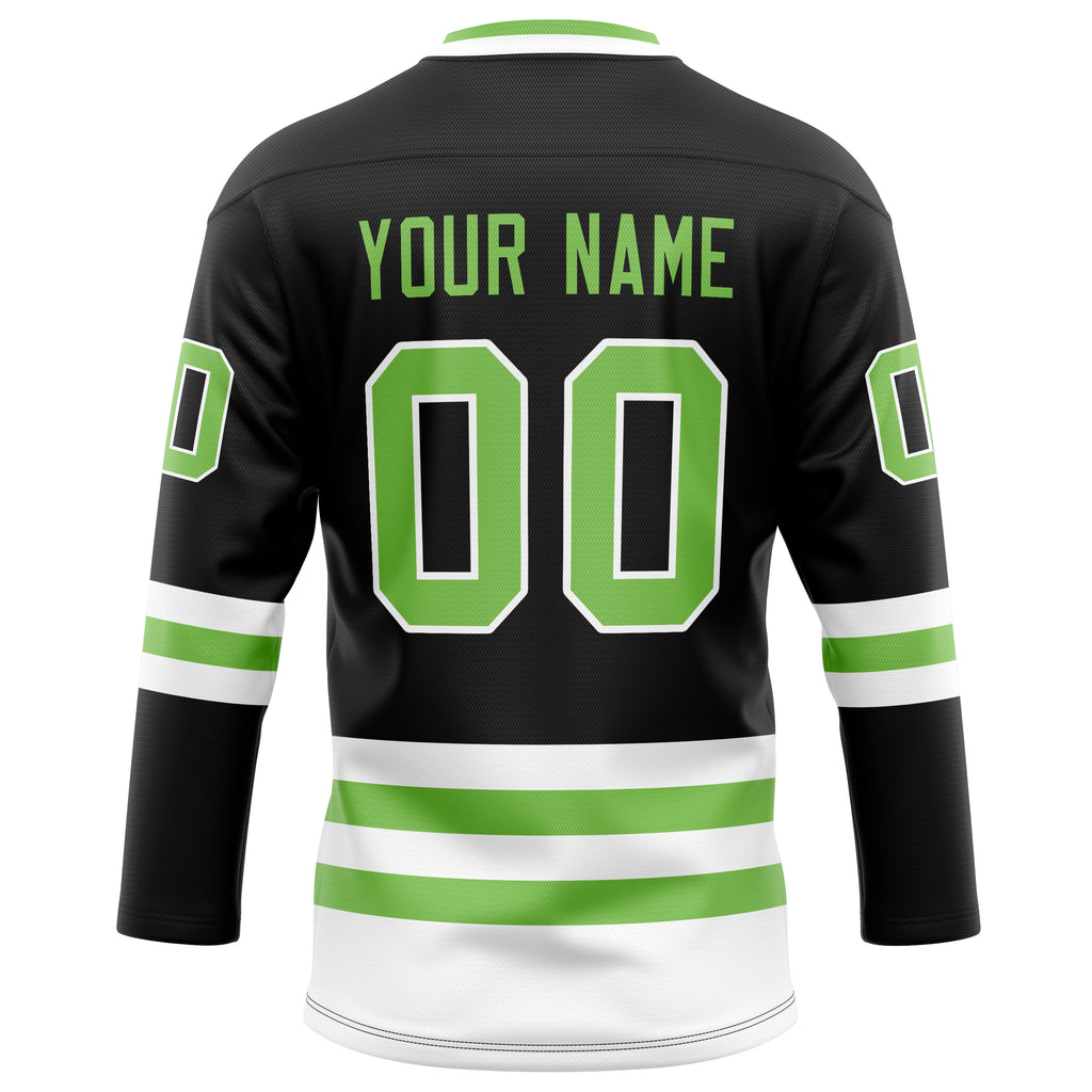 Personalized Black & Neon Green Solid Colour Hockey Jersey