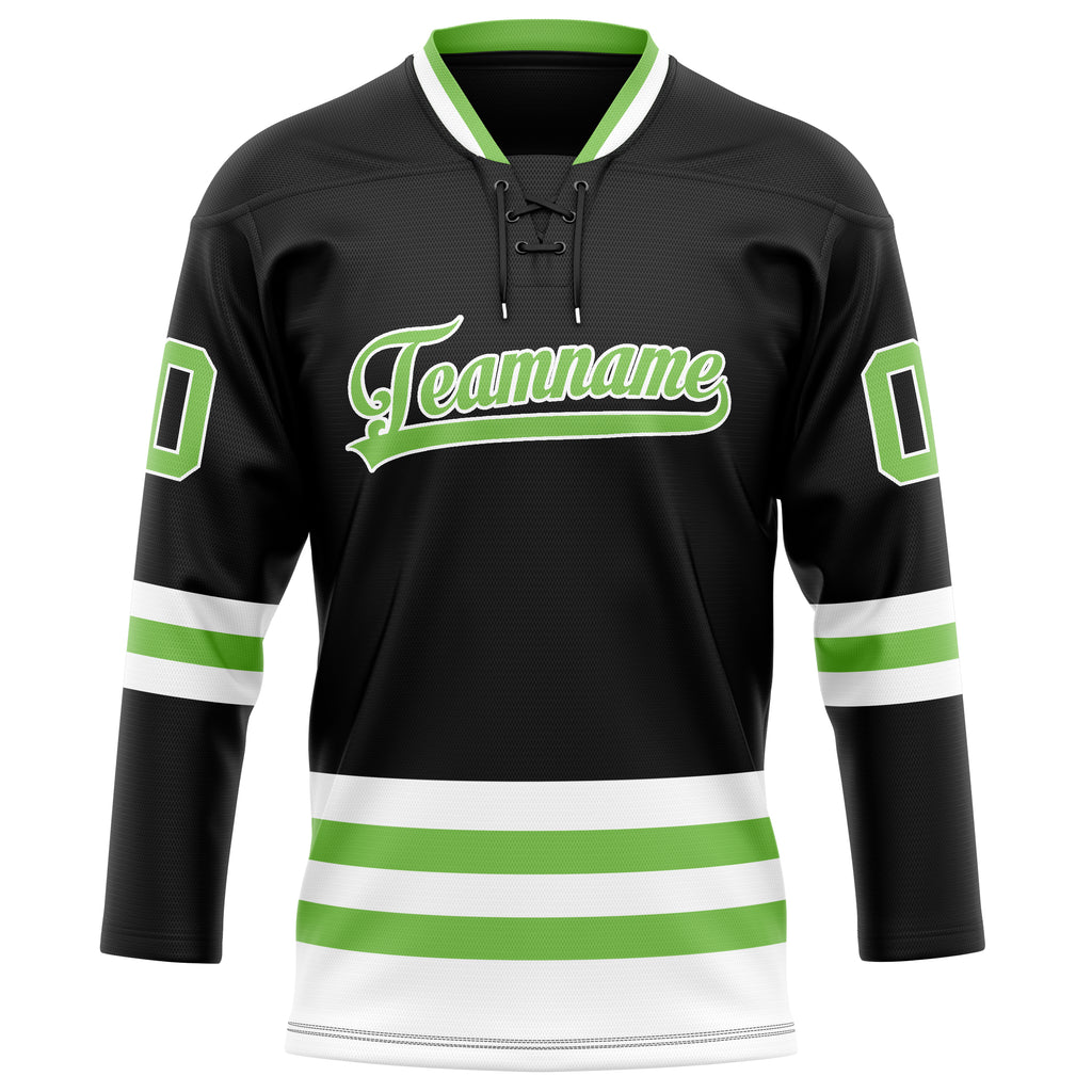 Personalized Black & Neon Green Solid Colour Hockey Jersey