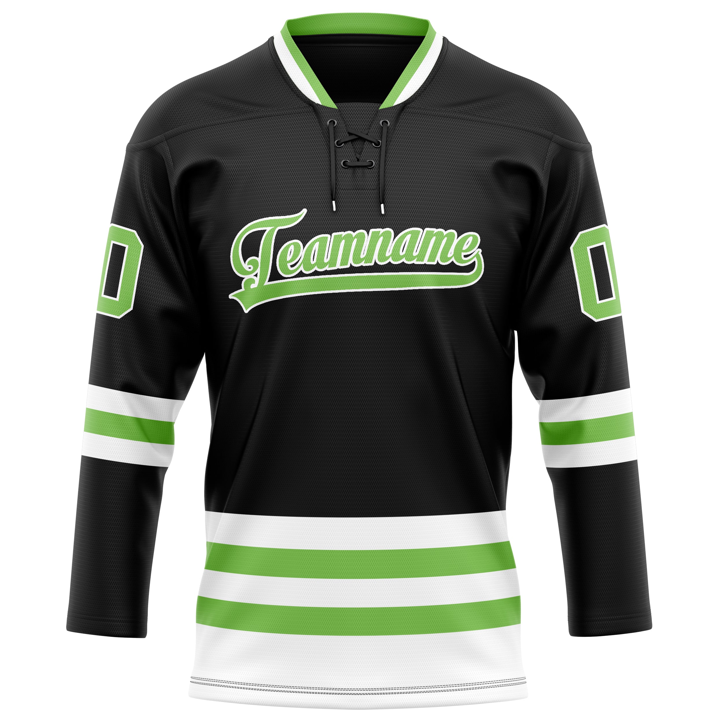 Personalized Black & Neon Green Solid Colour Hockey Jersey