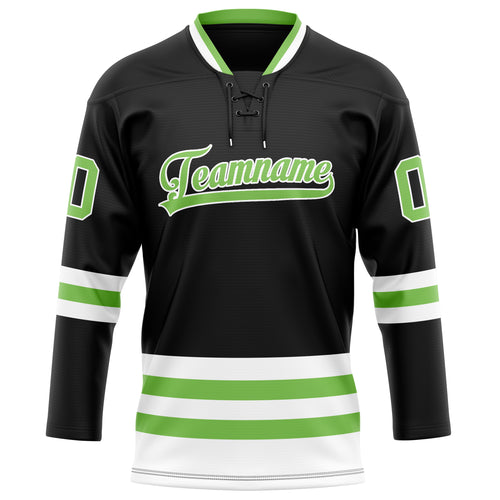 Personalized Black & Neon Green Solid Colour Hockey Jersey