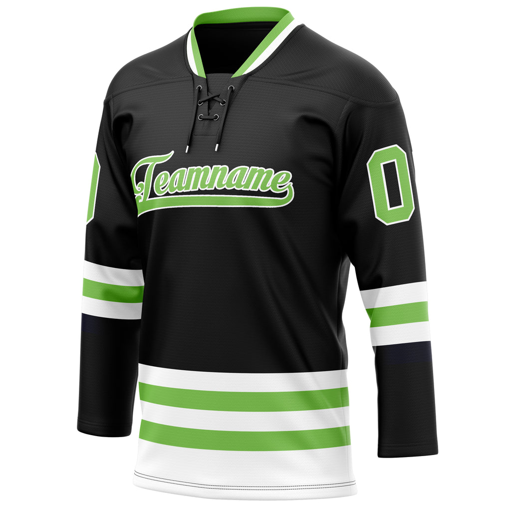 Personalized Black & Neon Green Solid Colour Hockey Jersey