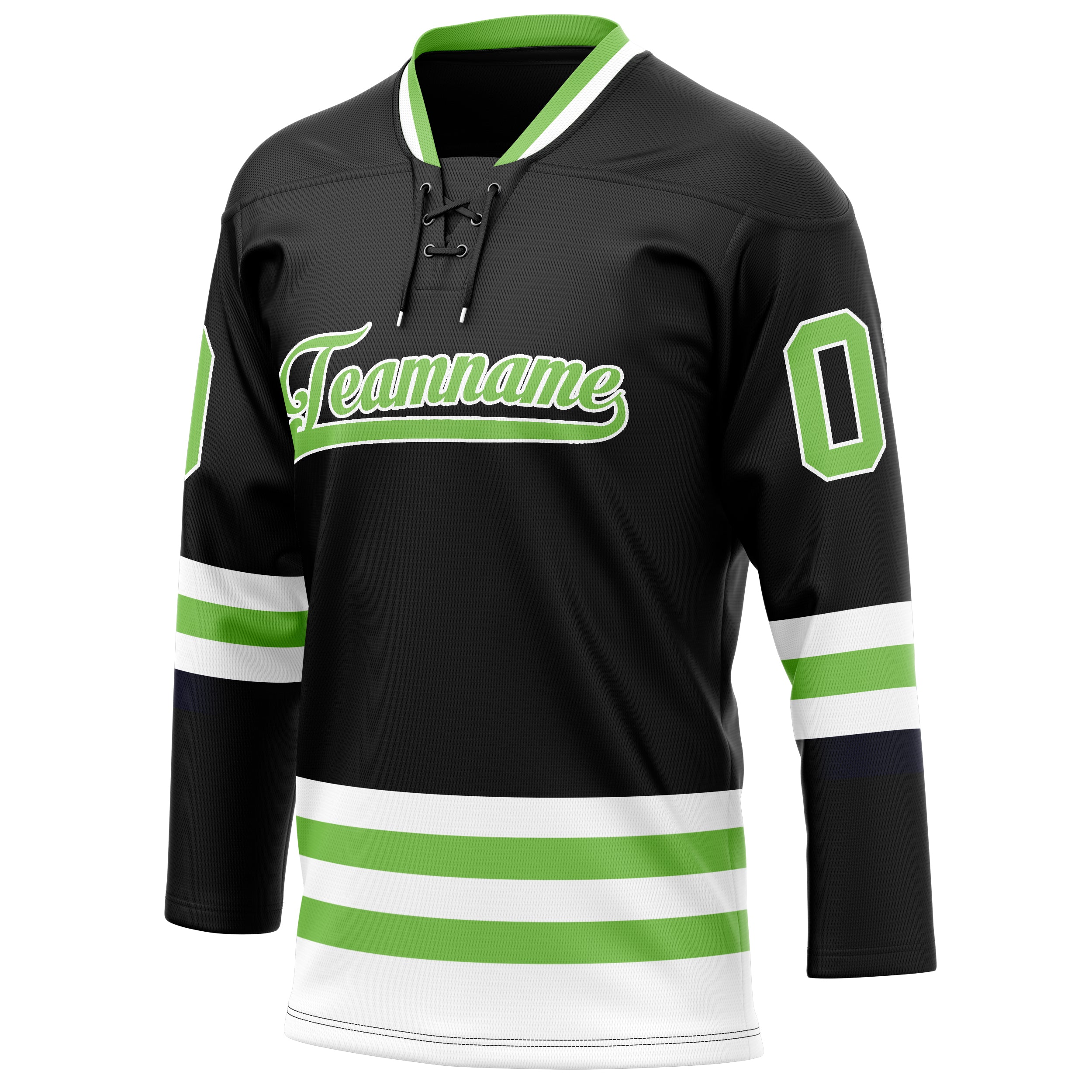 Personalized Black & Neon Green Solid Colour Hockey Jersey