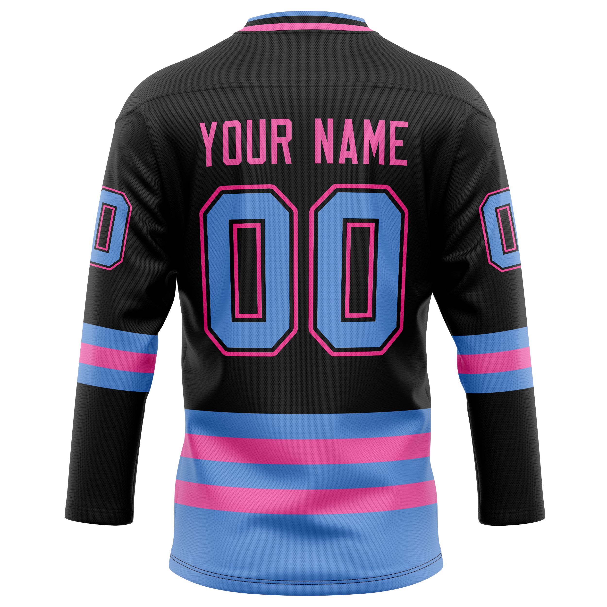 Personalized Black & Light Blue Solid Colour Hockey Jersey