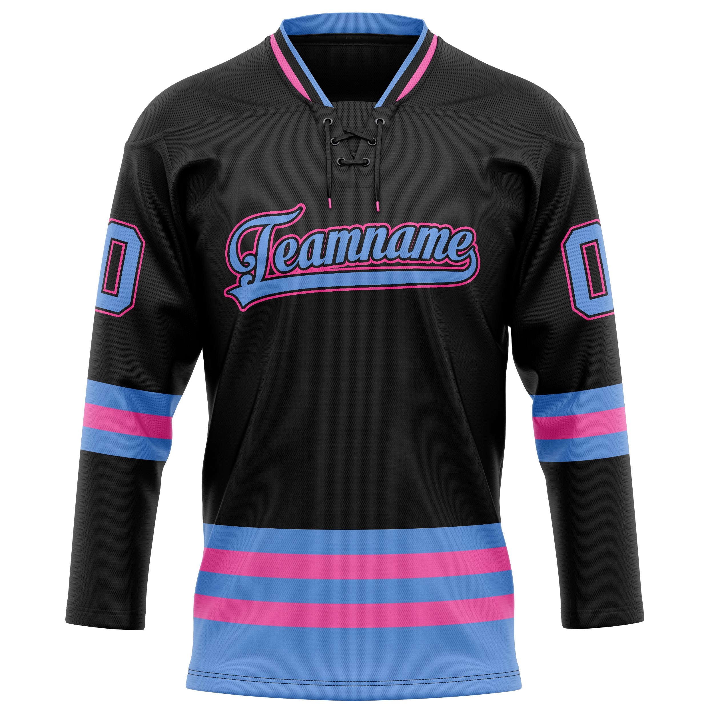 Personalized Black & Light Blue Solid Colour Hockey Jersey