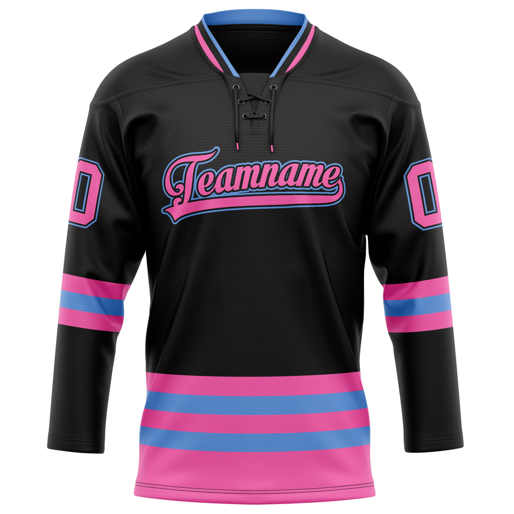 Personalized Black & Pink Solid Colour Hockey Jersey