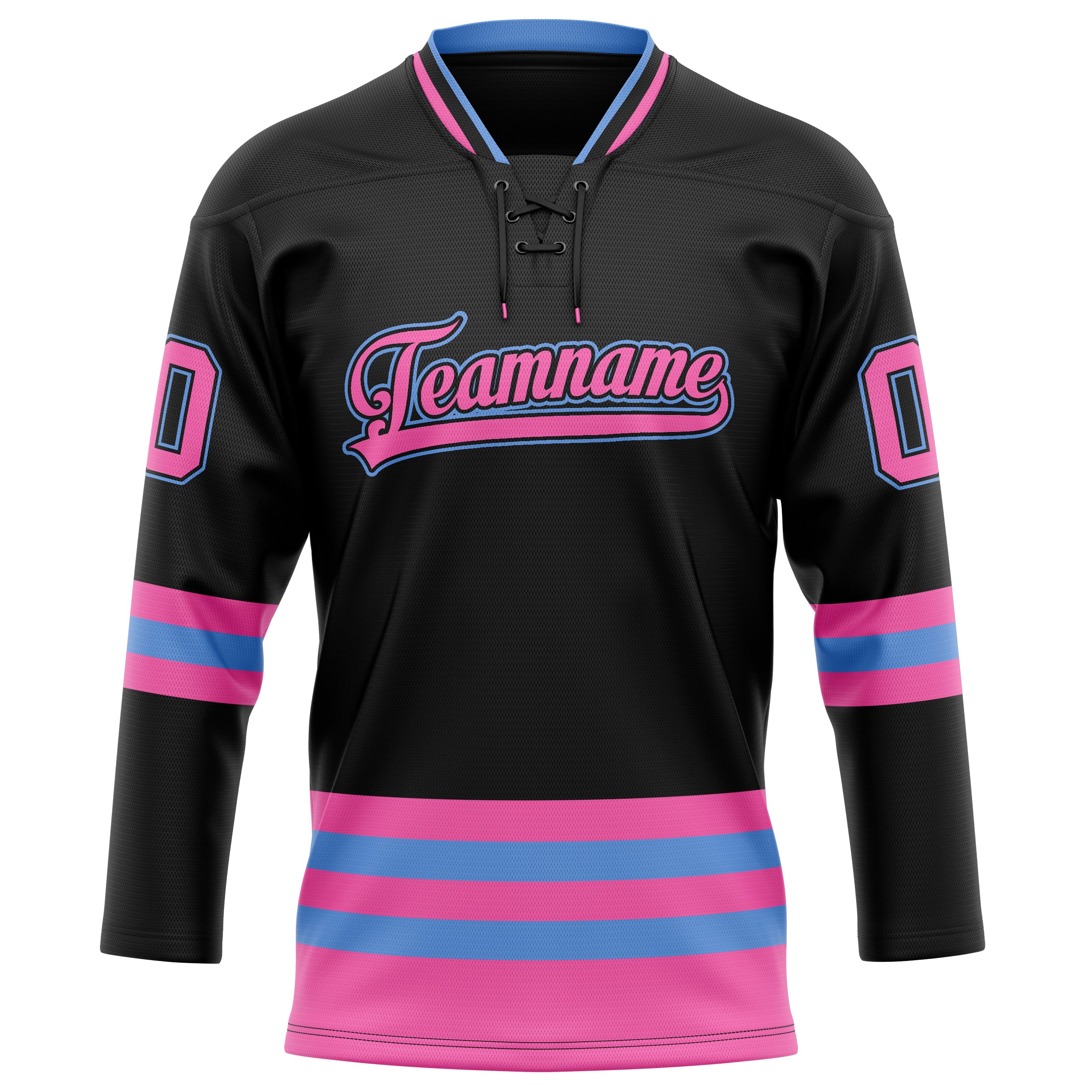 Personalized Black & Pink Solid Colour Hockey Jersey