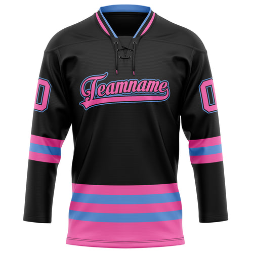 Personalized Black & Pink Solid Colour Hockey Jersey