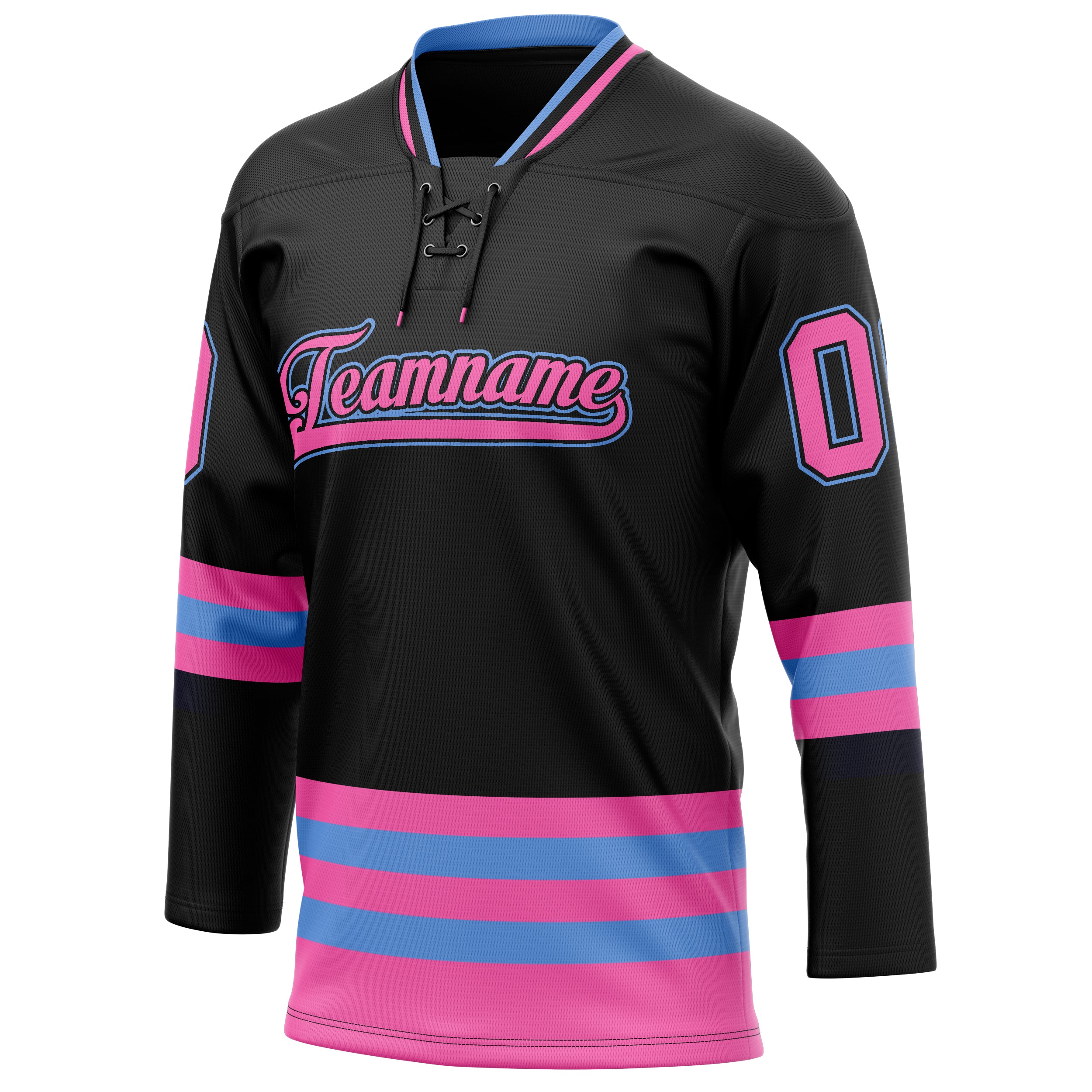 Personalized Black & Pink Solid Colour Hockey Jersey