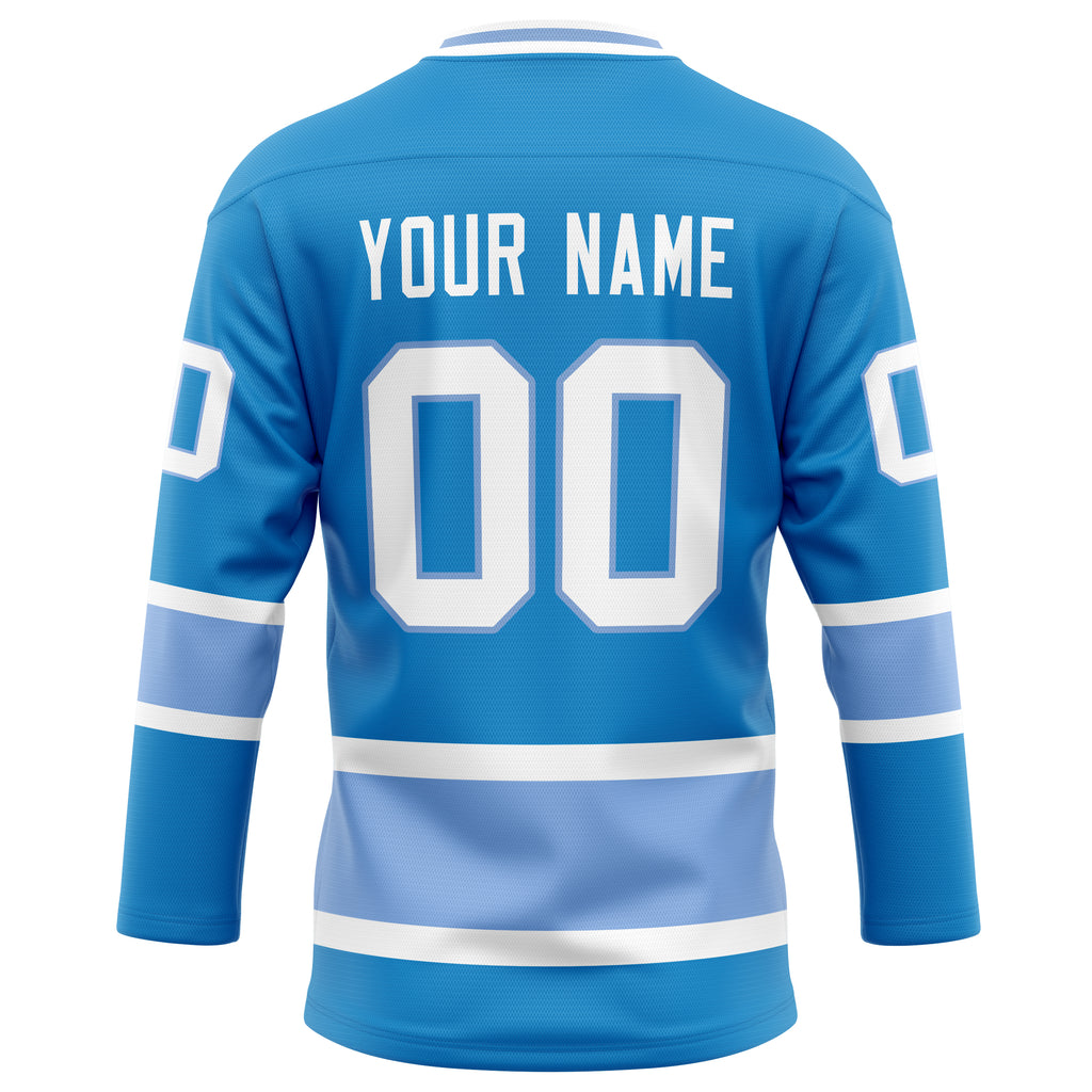 Personalized Blue & Light Blue Solid Colour Hockey Jersey