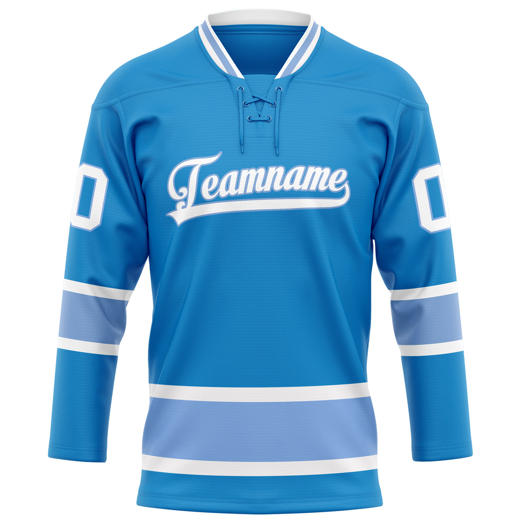 Personalized Blue & Light Blue Solid Colour Hockey Jersey