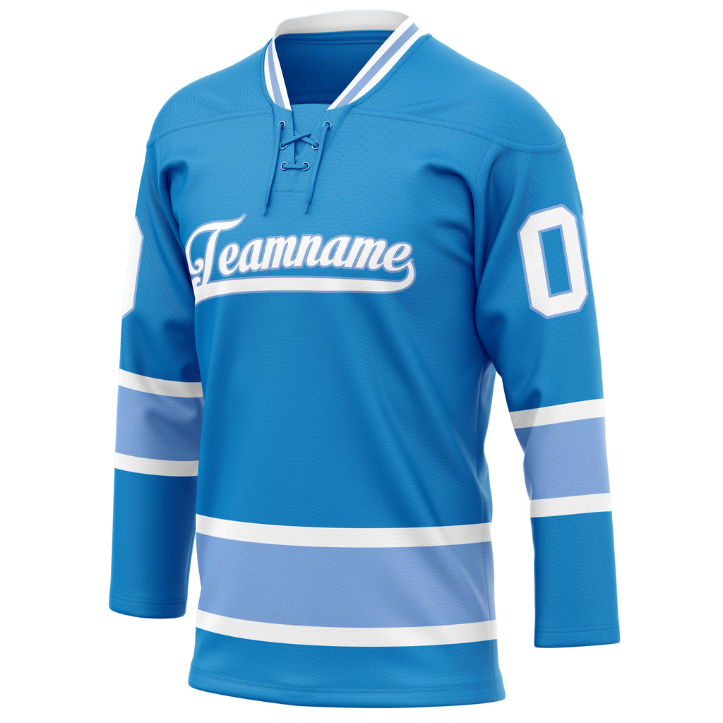 Personalized Blue & Light Blue Solid Colour Hockey Jersey