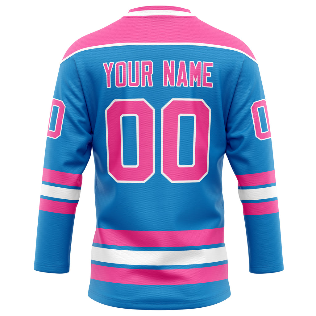 Personalized Blue & Pink Solid Colour Hockey Jersey