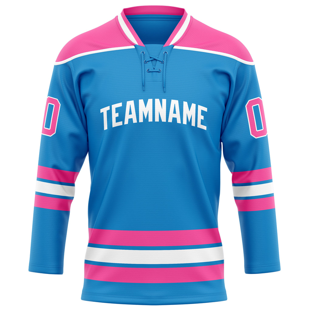 Personalized Blue & Pink Solid Colour Hockey Jersey