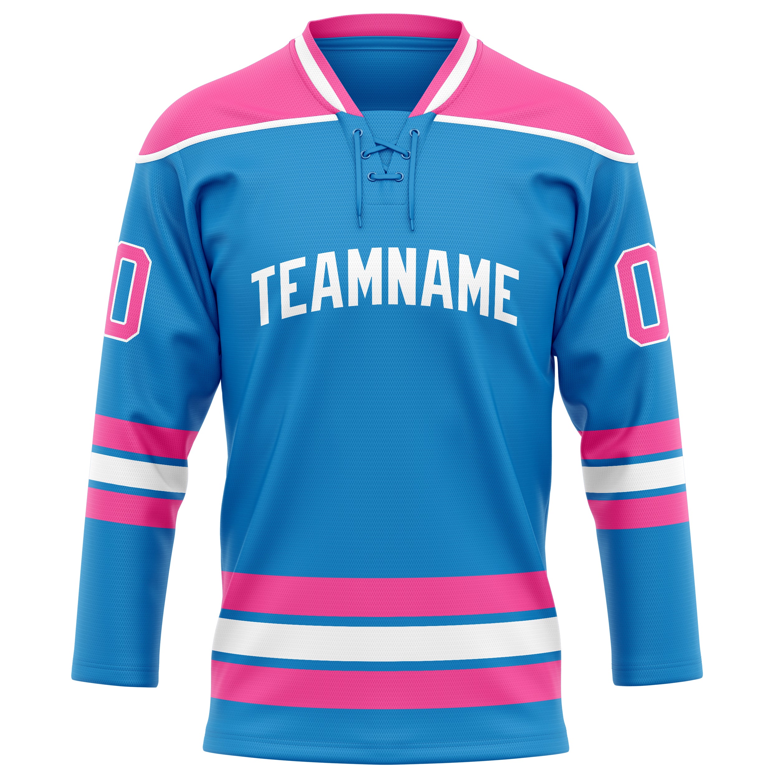 Personalized Blue & Pink Solid Colour Hockey Jersey
