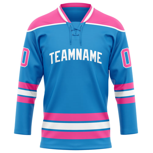 Personalized Blue & Pink Solid Colour Hockey Jersey