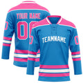 Personalized Blue & Pink Solid Colour Hockey Jersey