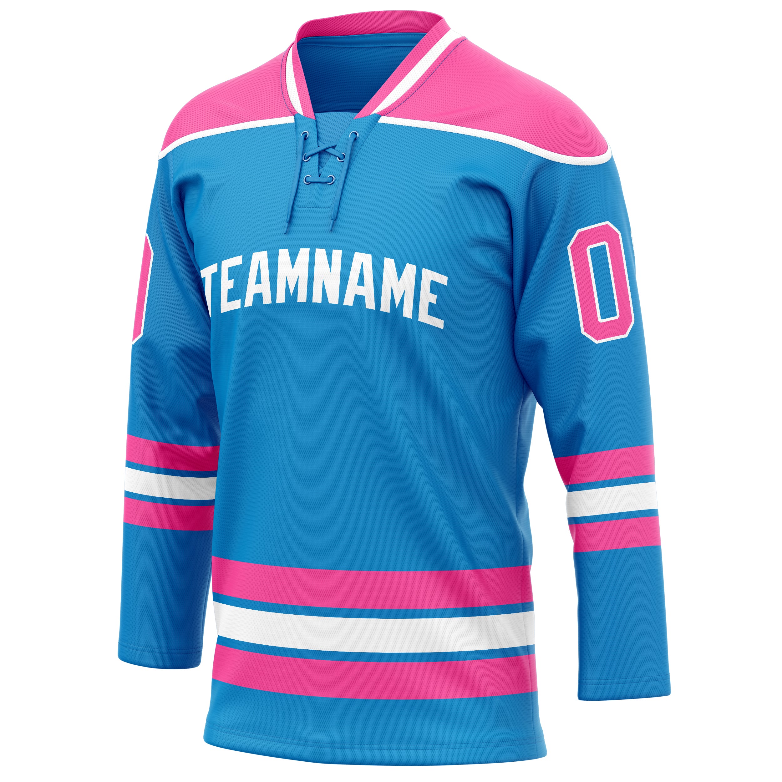 Personalized Blue & Pink Solid Colour Hockey Jersey