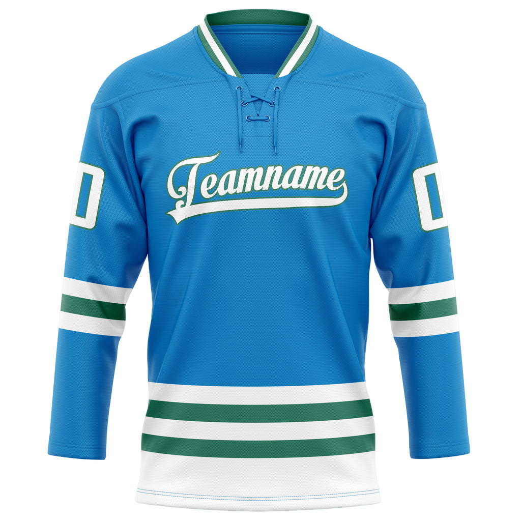 Personalized Blue & Kelly Green Solid Colour Hockey Jersey